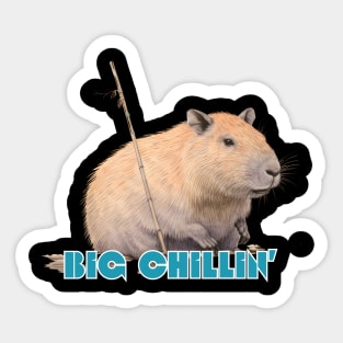 Big Chillin Capybara Cute Meme Viral Japanese Art Style Ukiyoe Retro Sticker